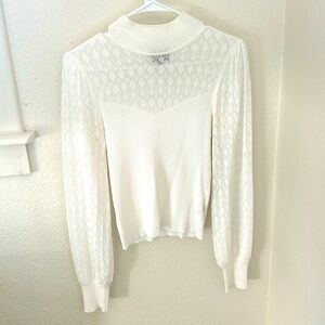 Long sleeve mock neck white